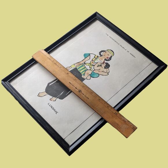 Vintage Framed "The Indigenous People of Sabah - Lundaye" Book Page - Picture 4 of 5